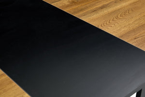English Elm Black Two-tone Mdf Dining Table Seats Six with Metal Legs for Industrial Spaces W3875P372867