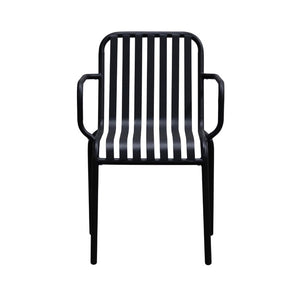 EuroStyle Enid Stackable Steel Outdoor Armchair Set of 2 with Powder Coat Weather Resistant Frame Black 90740-BLK