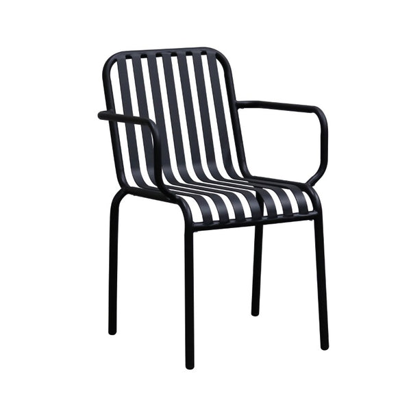 EuroStyle Enid Stackable Steel Outdoor Armchair Set of 2 with Powder Coat Weather Resistant Frame Black 90740-BLK