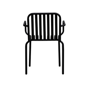 EuroStyle Enid Stackable Steel Outdoor Armchair Set of 2 with Powder Coat Weather Resistant Frame Black 90740-BLK