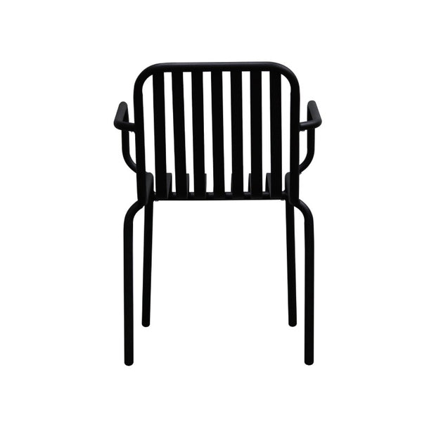 EuroStyle Enid Stackable Steel Outdoor Armchair Set of 2 with Powder Coat Weather Resistant Frame Black 90740-BLK