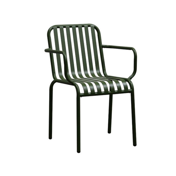 EuroStyle Enid Stackable Steel Outdoor Armchair Set of 2 with Powder Coat Weather Resistant Frame Dark Green 90740-DKGRN
