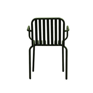 EuroStyle Enid Stackable Steel Outdoor Armchair Set of 2 with Powder Coat Weather Resistant Frame Dark Green 90740-DKGRN