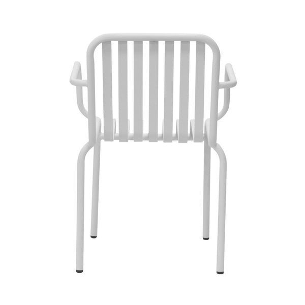 EuroStyle Enid Stackable Steel Outdoor Armchair Set of 2 with Powder Coat Weather Resistant Frame White 90740-WHT