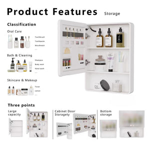 English Elm Led Medicine Cabinet with Anti-fog Mirror Warm Lighting Aluminum Wall Mount Bathroom W3083P451436