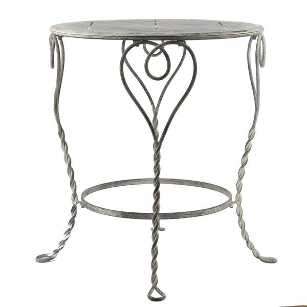 English Elm 26x26x30" Iron Round Side Table Twisted Legs Vintage Silver Shabby Chic Shelf W2078P452864