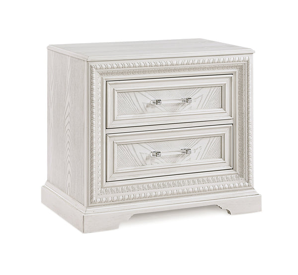 English Elm 1pc Traditional 2-Drawer Nightstand Antique White Finish Wooden Bedroom Accent Table with Drawers 30" x18.85" x26.3" B2741P408968