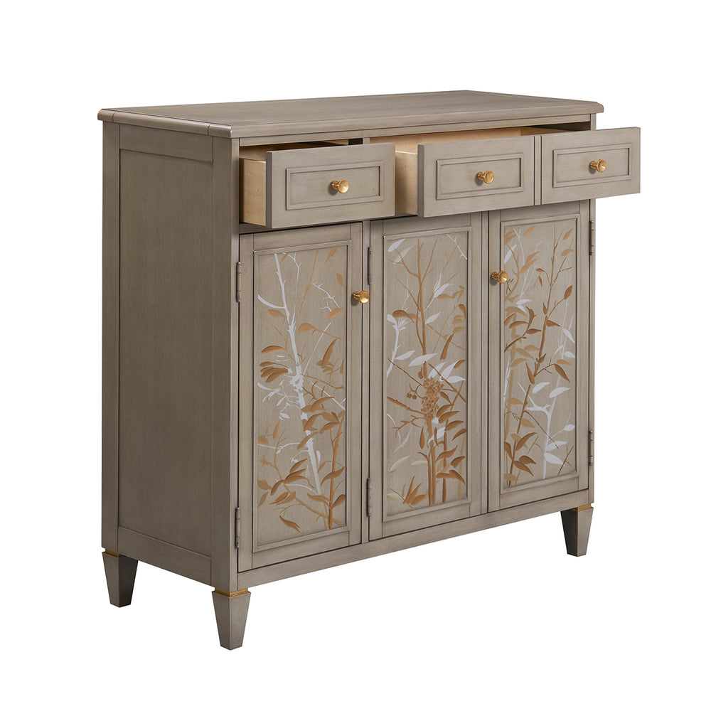 English Elm Jennifer Taylor Home - Dauphin Handpainted Entryway Storage Cabinet with Bamboo Motif, Grey Cashmere Wood, 46x20x46 B2719P238531
