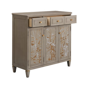 English Elm Jennifer Taylor Home - Dauphin Handpainted Entryway Storage Cabinet with Bamboo Motif, Grey Cashmere Wood, 46x20x46 B2719P238531