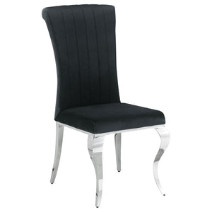 English Elm Black Tempered Glass Dining Set with Velvet Chairs and Sculptural Steel Legs B062S01827