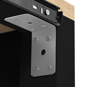 English Elm K&K 47 Inch Kitchen Island with Extendable Dining Table, Rolling Storage Cabinet, Built-In Power Black N707P215327B