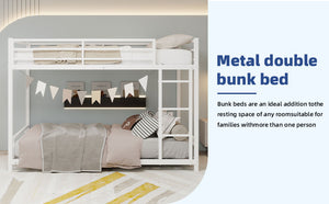 English Elm Metal Twin Over Twin Bunk Bed Heavy-Duty Sturdy Steel Frame with Noise-Reducing Slats & Guardrail White W1935P235016