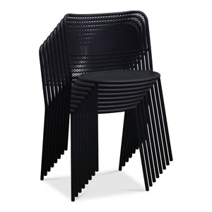Eurostyle Nansen Stackable Outdoor Side Chair Set - Stylish, Durable Design For Summer Gatherings And Storage Black Steel 90770-blk