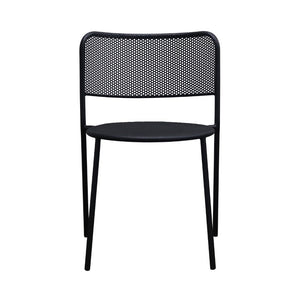 EuroStyle Nansen Stackable Powder Coated Steel Outdoor Dining Chair with Perforated Mesh Set of 2 Black 90770-BLK