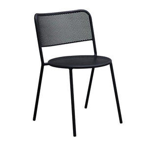 EuroStyle Nansen Stackable Powder Coated Steel Outdoor Dining Chair with Perforated Mesh Set of 2 Black 90770-BLK