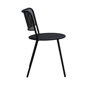 EuroStyle Nansen Stackable Powder Coated Steel Outdoor Dining Chair with Perforated Mesh Set of 2 Black 90770-BLK