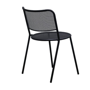 EuroStyle Nansen Stackable Powder Coated Steel Outdoor Dining Chair with Perforated Mesh Set of 2 Black 90770-BLK