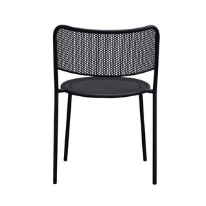 EuroStyle Nansen Stackable Powder Coated Steel Outdoor Dining Chair with Perforated Mesh Set of 2 Black 90770-BLK