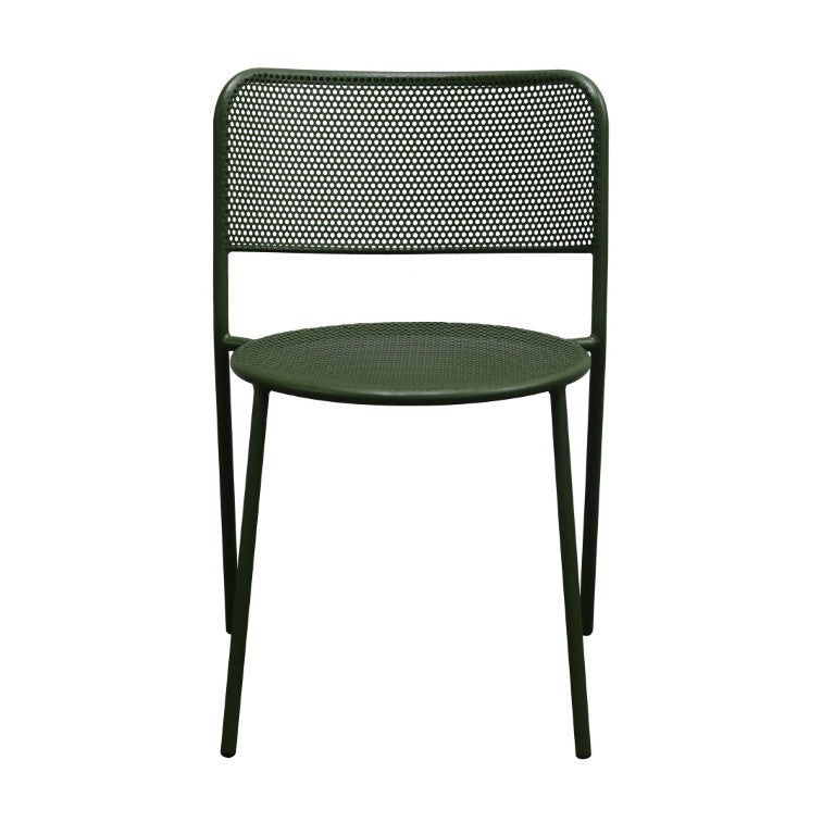 EuroStyle Nansen Stackable Powder Coated Steel Outdoor Dining Chair with Perforated Mesh Set of 2 Dark Green 90770-DKGRN