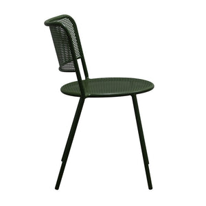EuroStyle Nansen Stackable Powder Coated Steel Outdoor Dining Chair with Perforated Mesh Set of 2 Dark Green 90770-DKGRN
