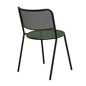 EuroStyle Nansen Stackable Powder Coated Steel Outdoor Dining Chair with Perforated Mesh Set of 2 Dark Green 90770-DKGRN