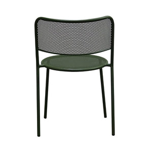 EuroStyle Nansen Stackable Powder Coated Steel Outdoor Dining Chair with Perforated Mesh Set of 2 Dark Green 90770-DKGRN