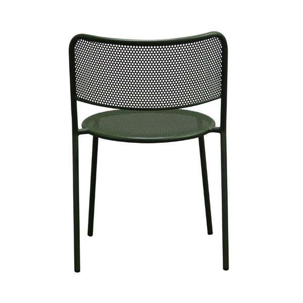 EuroStyle Nansen Stackable Powder Coated Steel Outdoor Dining Chair with Perforated Mesh Set of 2 Dark Green 90770-DKGRN