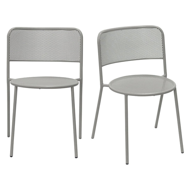 Eurostyle Nansen Stackable Outdoor Side Chair Set - Stylish, Durable Design For Summer Gatherings And Storage Oyster Gray Steel 90770-oysgry