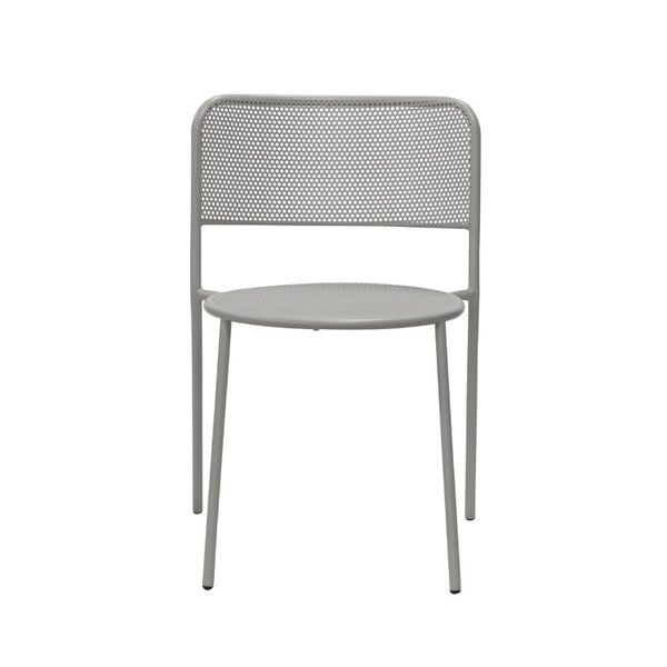 EuroStyle Nansen Stackable Powder Coated Steel Outdoor Dining Chair with Perforated Mesh Set of 2 Oyster Gray 90770-OYSGRY