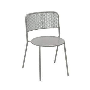 EuroStyle Nansen Stackable Powder Coated Steel Outdoor Dining Chair with Perforated Mesh Set of 2 Oyster Gray 90770-OYSGRY