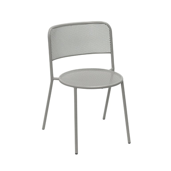 EuroStyle Nansen Stackable Powder Coated Steel Outdoor Dining Chair with Perforated Mesh Set of 2 Oyster Gray 90770-OYSGRY