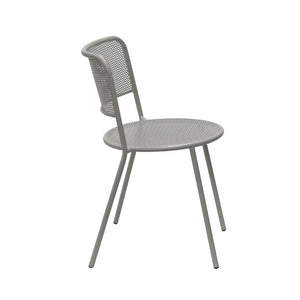 EuroStyle Nansen Stackable Powder Coated Steel Outdoor Dining Chair with Perforated Mesh Set of 2 Oyster Gray 90770-OYSGRY