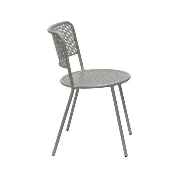 EuroStyle Nansen Stackable Powder Coated Steel Outdoor Dining Chair with Perforated Mesh Set of 2 Oyster Gray 90770-OYSGRY
