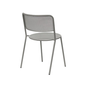 EuroStyle Nansen Stackable Powder Coated Steel Outdoor Dining Chair with Perforated Mesh Set of 2 Oyster Gray 90770-OYSGRY