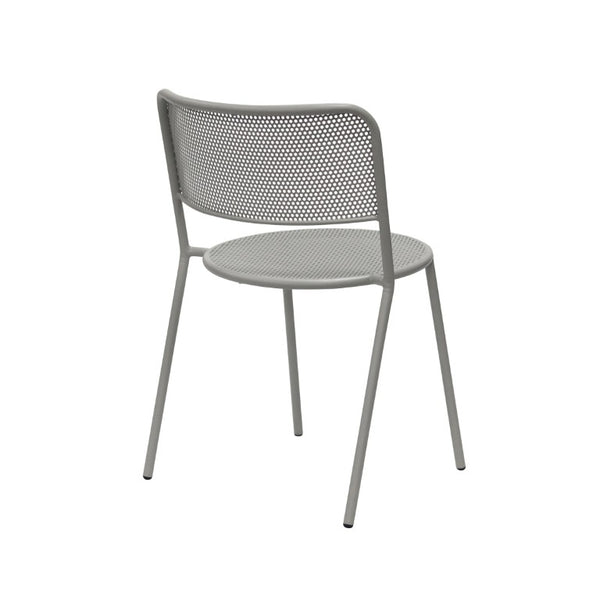 EuroStyle Nansen Stackable Powder Coated Steel Outdoor Dining Chair with Perforated Mesh Set of 2 Oyster Gray 90770-OYSGRY