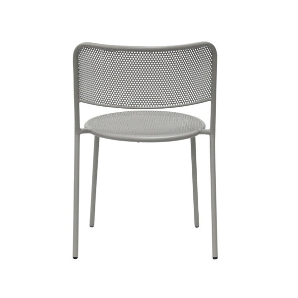EuroStyle Nansen Stackable Powder Coated Steel Outdoor Dining Chair with Perforated Mesh Set of 2 Oyster Gray 90770-OYSGRY