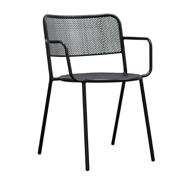 Eurostyle Nansen Stackable Outdoor Armchair Set – Elegant Design, Durable Steel, Perfect For Summer Gatherings Black Steel 90772-blk