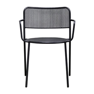 EuroStyle Nansen Stackable Outdoor Armchair Perforated Steel Mesh Patio Seating Set of 2 Black 90772-BLK