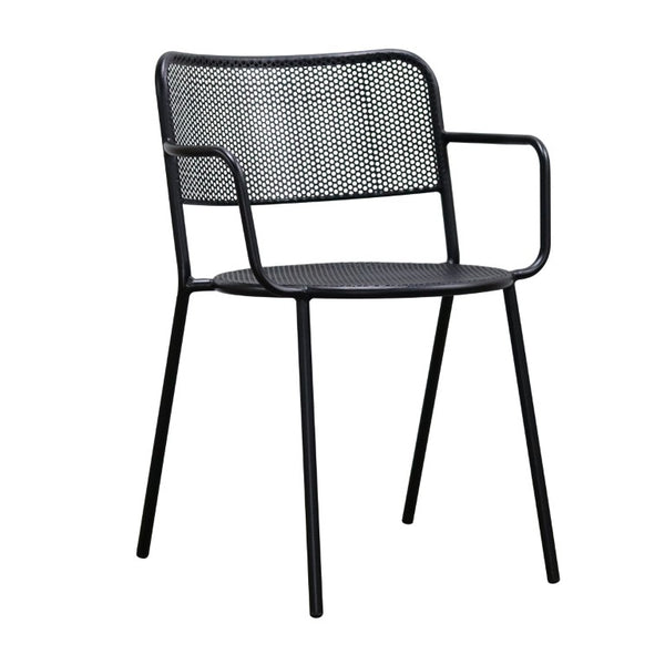 EuroStyle Nansen Stackable Outdoor Armchair Perforated Steel Mesh Patio Seating Set of 2 Black 90772-BLK