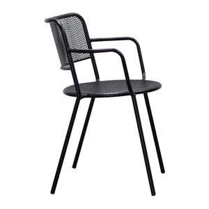 EuroStyle Nansen Stackable Outdoor Armchair Perforated Steel Mesh Patio Seating Set of 2 Black 90772-BLK