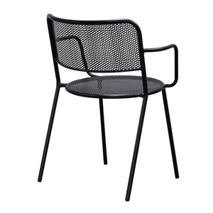 EuroStyle Nansen Stackable Outdoor Armchair Perforated Steel Mesh Patio Seating Set of 2 Black 90772-BLK