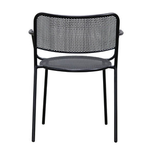EuroStyle Nansen Stackable Outdoor Armchair Perforated Steel Mesh Patio Seating Set of 2 Black 90772-BLK