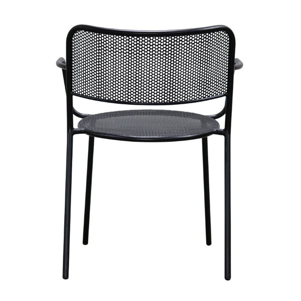 EuroStyle Nansen Stackable Outdoor Armchair Perforated Steel Mesh Patio Seating Set of 2 Black 90772-BLK