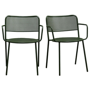 Eurostyle Nansen Stackable Outdoor Armchair Set – Elegant Design, Durable Steel, Perfect For Summer Gatherings Dark Green Steel 90772-dkgrn