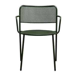Eurostyle Nansen Stackable Outdoor Armchair Set – Elegant Design, Durable Steel, Perfect For Summer Gatherings Dark Green Steel 90772-dkgrn