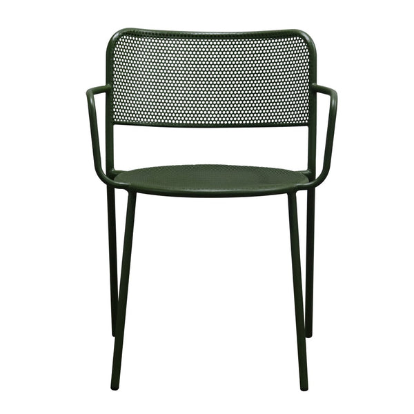 Eurostyle Nansen Stackable Outdoor Armchair Set – Elegant Design, Durable Steel, Perfect For Summer Gatherings Dark Green Steel 90772-dkgrn