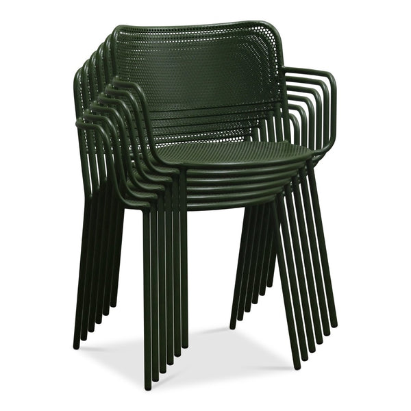 Eurostyle Nansen Stackable Outdoor Armchair Set – Elegant Design, Durable Steel, Perfect For Summer Gatherings Dark Green Steel 90772-dkgrn