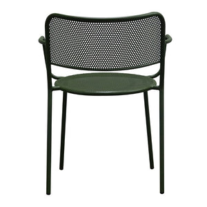 EuroStyle Nansen Stackable Outdoor Armchair Perforated Steel Mesh Patio Seating Set of 2 Dark Green 90772-DKGRN