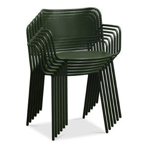 EuroStyle Nansen Stackable Outdoor Armchair Perforated Steel Mesh Patio Seating Set of 2 Dark Green 90772-DKGRN