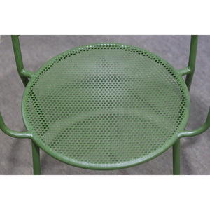 EuroStyle Nansen Stackable Outdoor Armchair Perforated Steel Mesh Patio Seating Set of 2 Dark Green 90772-DKGRN
